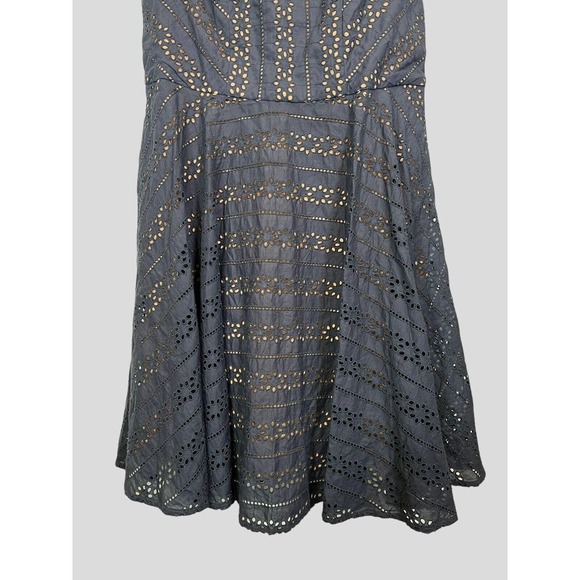 eShakti Navy Blue Eyelet Dress Short Sleeve Fit& Flare Cocktail READ DESCRIPTION - Picture 7 of 14